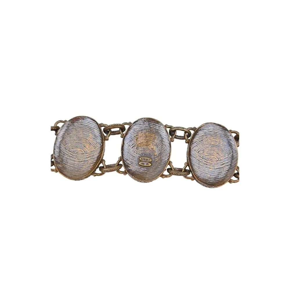 Vintage Avon Christmas Bracelet Santa Panel Nina Ricci Signed Victorian Style - Picture 3 of 7